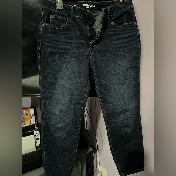 Sonoma Women's High Rise Curvy Skinny Jeans - Dark Blue Wash - Picture 4 of 6